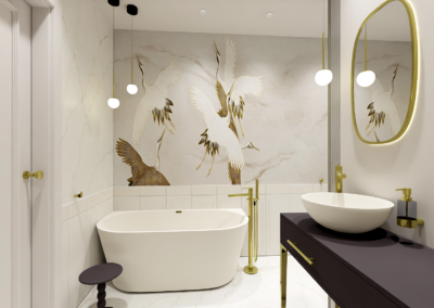 Projekt wnętrz – dom parterowy w stylu art deco