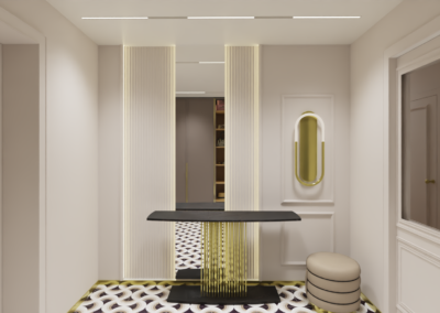 Projekt wnętrz – dom parterowy w stylu art deco