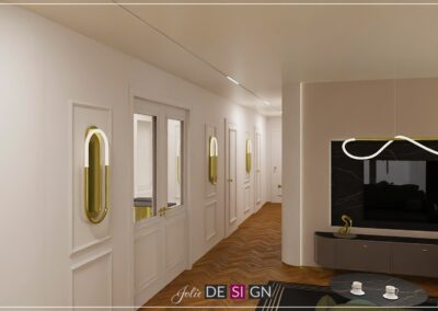 Projekt korytarza w domu jednorodzinnym w Gliwicach – JoLie Design
