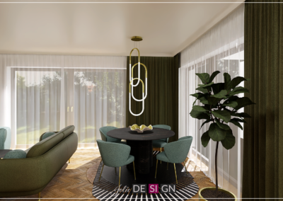 Projekt salonu w domu jednorodzinnym w Gliwicach – JoLie Design