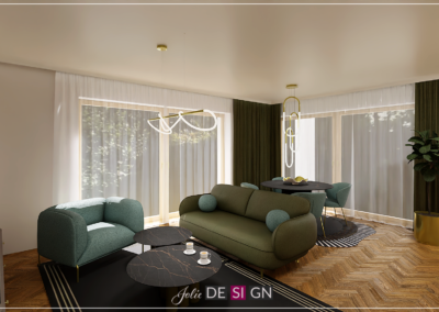 Projekt salonu w domu jednorodzinnym w Gliwicach – JoLie Design