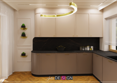 Projekt kuchni w domu jednorodzinnym w Gliwicach – JoLie Design