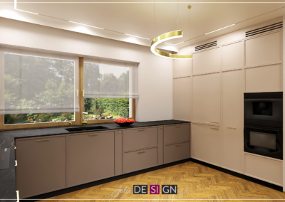 Projekt kuchni w domu jednorodzinnym w Gliwicach – JoLie Design
