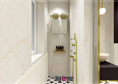 Projekt łazienki w domu jednorodzinnym w Gliwicach – JoLie Design