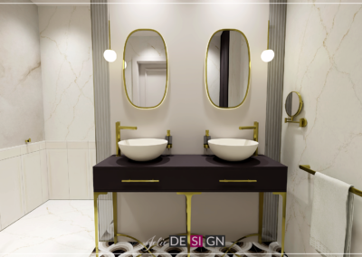 Projekt łazienki w domu jednorodzinnym w Gliwicach – JoLie Design