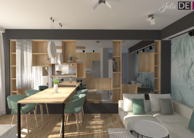 Projekt salonu w mieszkaniu w Cieszynie – JoLie Design