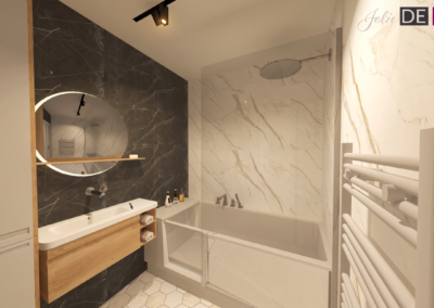 Projekt łazienki w mieszkaniu w Cieszynie – JoLie Design