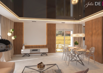 Projekt salonu w domu w Orzeszu – JoLie Design