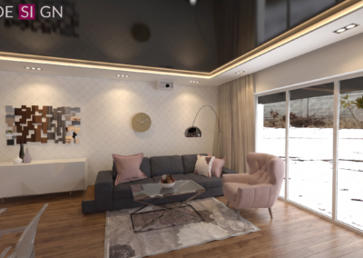 Projekt salonu w domu w Orzeszu – JoLie Design