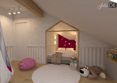 Projekt pokoju dziewczynki w domu w Orzeszu – JoLie Design