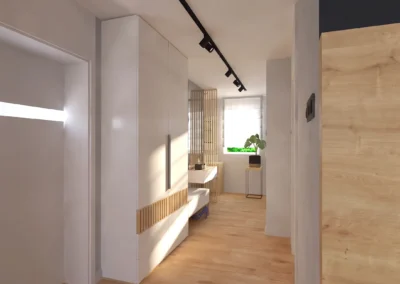 Projekt przedpokoju w domu dwurodzinnym w Rybniku – JoLie Design