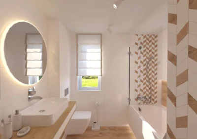 Projekt łazienki w domu dwurodzinnym w Rybniku – JoLie Design