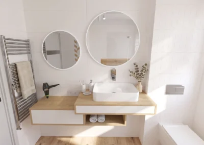 Projekt łazienki w domu dwurodzinnym w Rybniku – JoLie Design