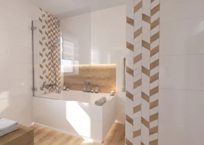 Projekt łazienki w domu dwurodzinnym w Rybniku – JoLie Design