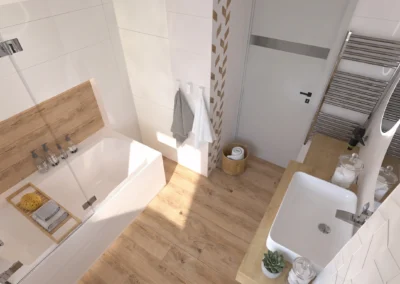 Projekt łazienki w domu dwurodzinnym w Rybniku – JoLie Design
