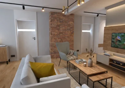Projekt salonu w domu dwurodzinnym w Rybniku – JoLie Design