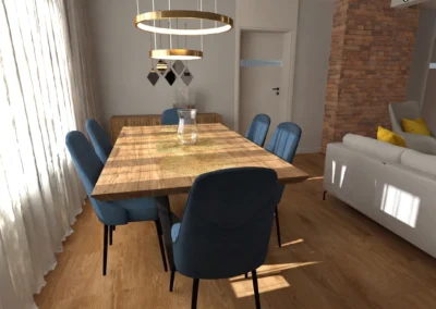 Projekt salonu w domu dwurodzinnym w Rybniku – JoLie Design