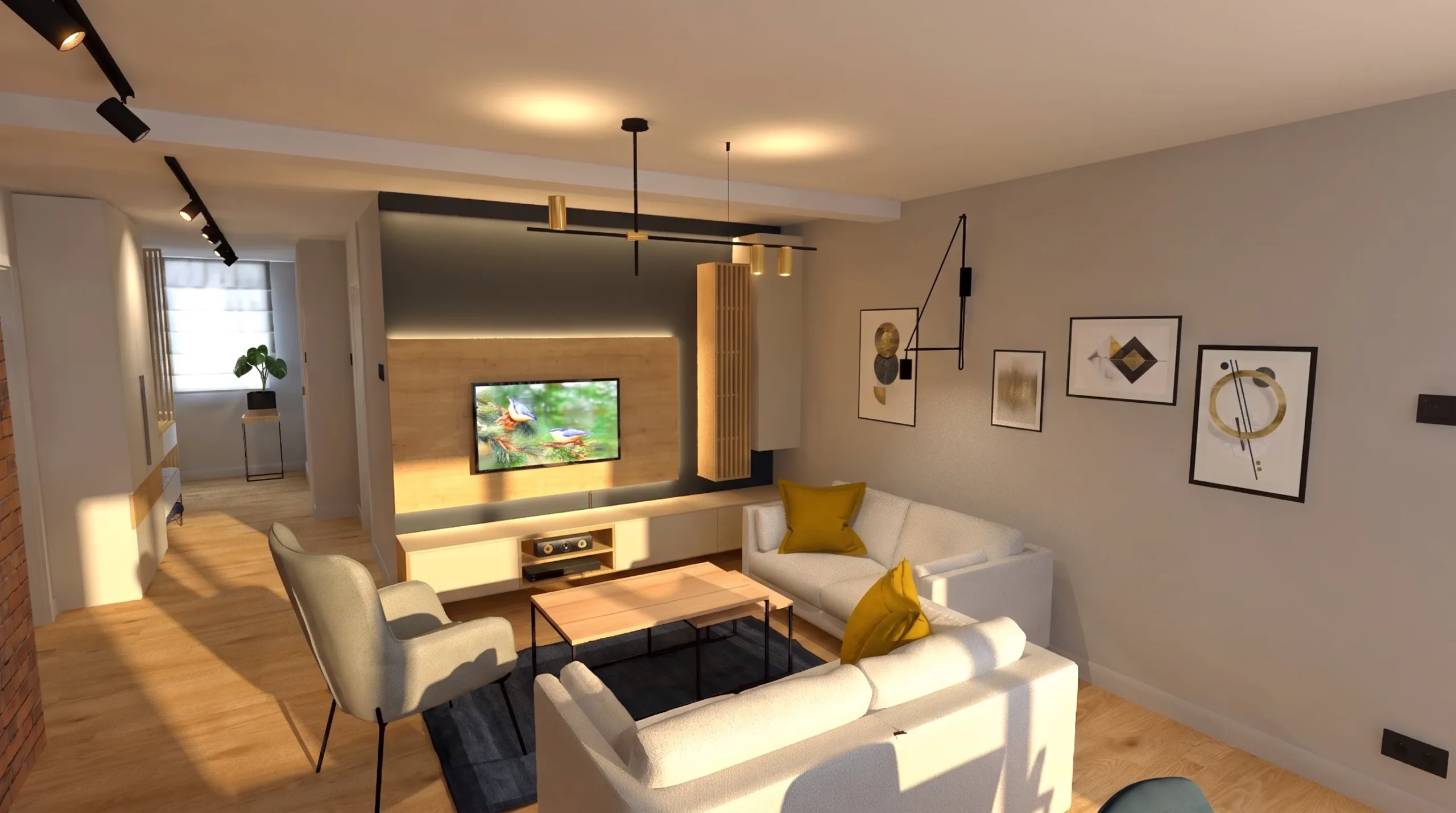 Projekt salonu w domu dwurodzinnym w Rybniku – JoLie Design