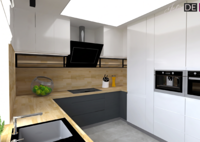 Projekt kuchni w domu pokazowym dla dewelopera w Żorach – JoLie Design