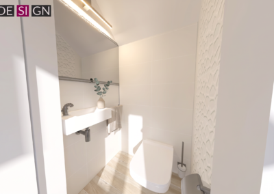 Projekt toalety w domu pokazowym dla dewelopera w Żorach – JoLie Design