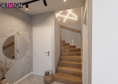 Projekt klatki schodowej w domu pokazowym dla dewelopera w Żorach – JoLie Design
