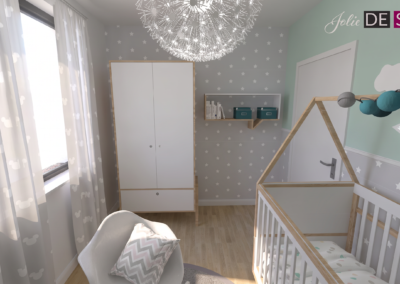 Projekt pokoju niemowlaka w domu pokazowym dla dewelopera w Żorach – JoLie Design