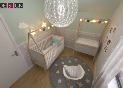 Projekt pokoju niemowlaka w domu pokazowym dla dewelopera w Żorach – JoLie Design