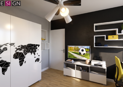 Projekt pokoju nastolatka w domu pokazowym dla dewelopera w Żorach – JoLie Design