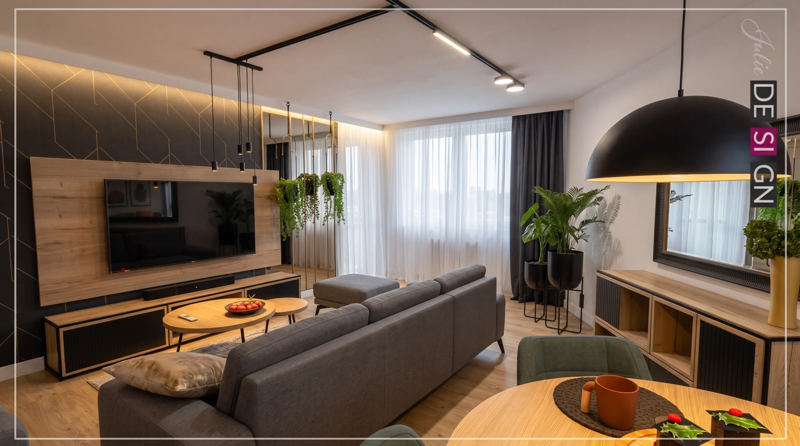 Projekt salonu w mieszkaniu w Rybniku – JoLie Design