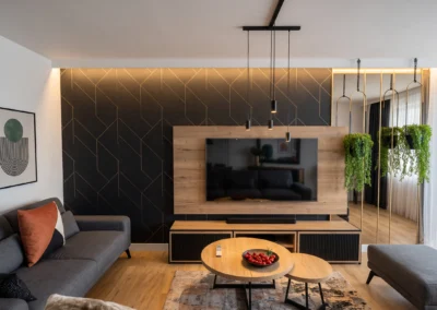 Projekt salonu w mieszkaniu w Rybniku – JoLie Design